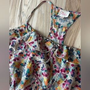 Parker 100% Silk Women’s Top Floral Vintage Small Boho 70s Colors Retro